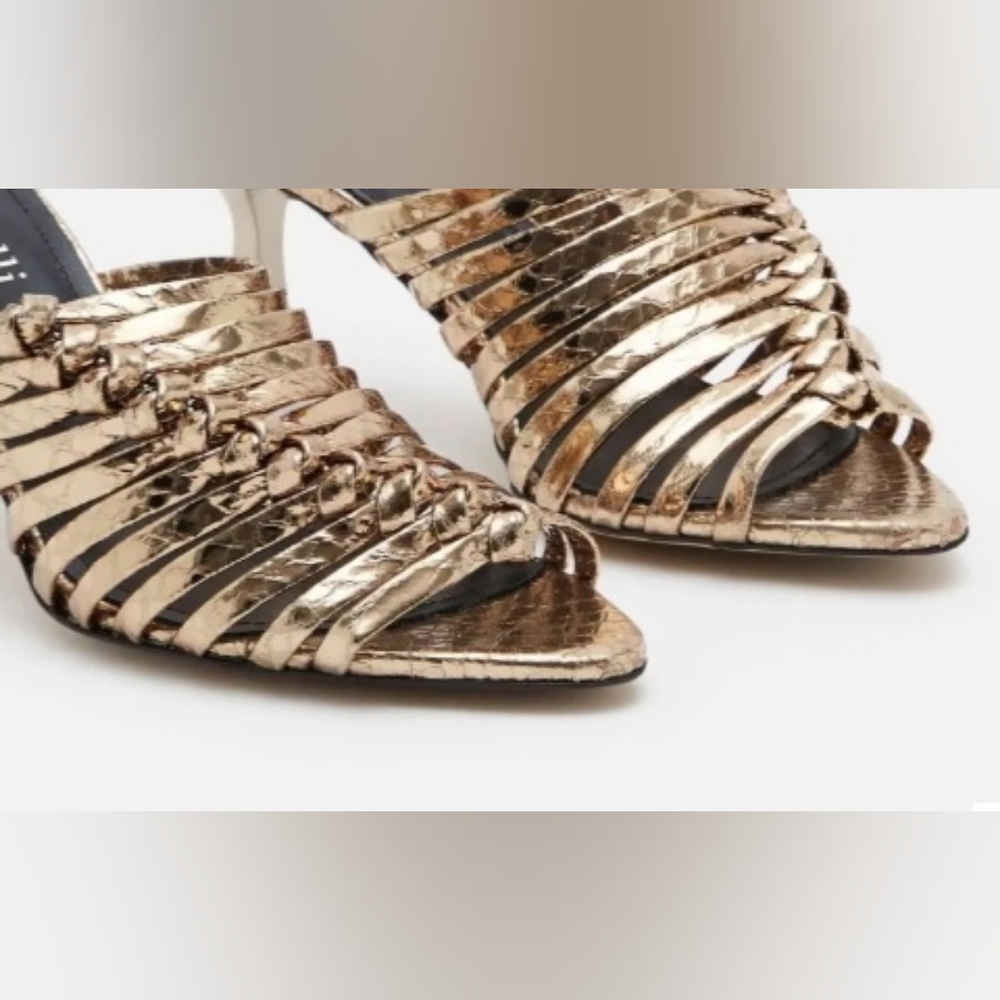 Napoleoni Gold 100% Leather Women's Sandals
